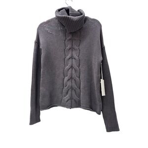 NWT One Teaspoon Sweater Charcoal Grey Cable Knit Turtleneck XS